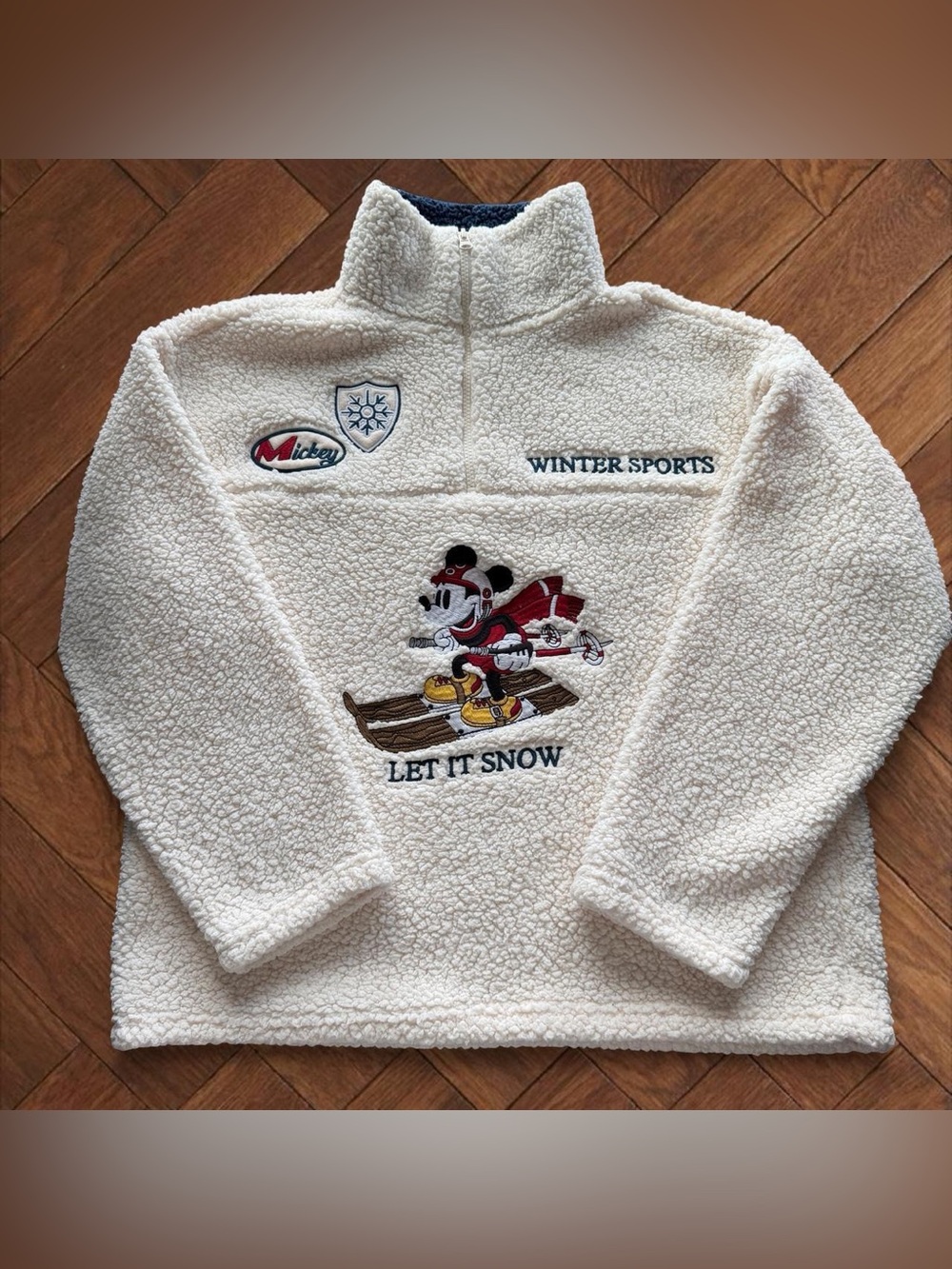 Disney Mickey Mouse Women's Size M Winter Sherpa Quarter-Zip Pullover